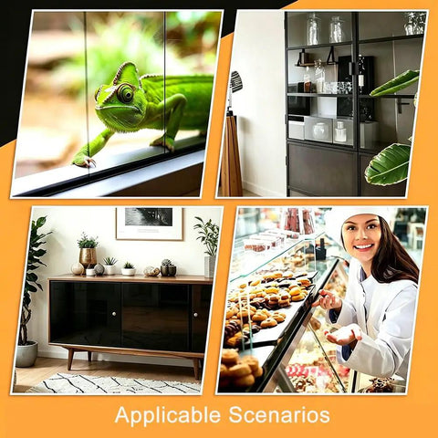 Triple Track Sliding Door Hardware Kit With Aluminum U Channel Rails in cabinets and display cases, chameleon on panel