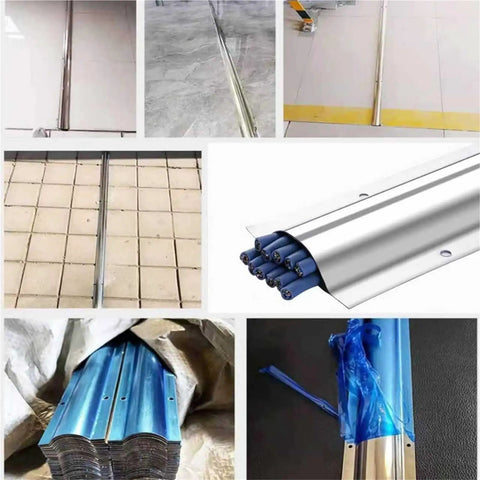 Stainless Steel Cable Raceway Cover For Office And Home Desks, Metal Cord Concealer With Screws, Paintable 30 Piece Set in use