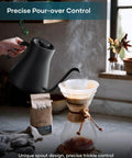 Gooseneck Electric Kettle With Precision Temperature Control And Stainless Steel Interior, 0.9L Capacity, Fast Heating For Pour Over Coffee