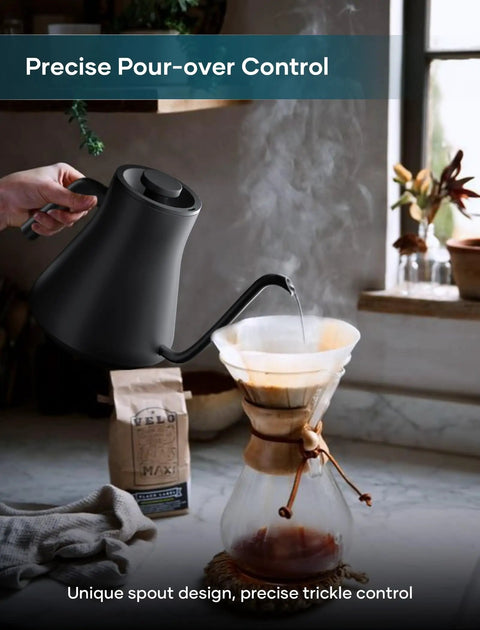 Gooseneck Electric Kettle With Precision Temperature Control And Stainless Steel Interior, 0.9L Capacity, Fast Heating For Pour Over Coffee