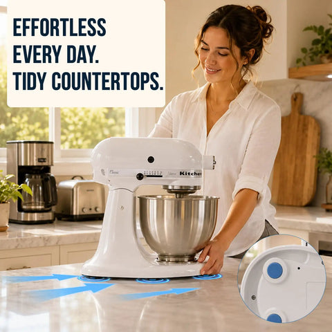 Heavy Duty Small Appliance Sliders For Countertop Glide 16 Pack Kitchen Mover Pads under stand mixer on countertop.