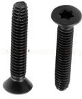 Two black Torx T40 drive screws, part of 200 Count Five Sixteenth Inch Eighteen Threads Per Inch Three Inch Length Trailer Dock Floorboard Deck Screws Torx T40 Drive Heavy Duty Pro Grade Multi Purpose Hardware Fastener Assortment Kit For Trucks Trailers Decking And Flooring Projects