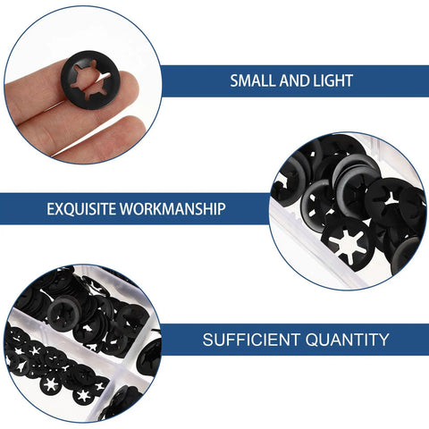 Internal Tooth Serrated Push On Lock Washers Set 280 Piece Fasteners for Automotive Machinery and Home Hardware Details