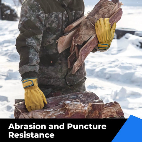 Winter Leather Work Gloves With Thinsulate Lining For Cold Weather, 100 Percent Full Grain Cowhide For Superior Abrasion And Puncture Resistance, Durable Construction, Size Large, Warm Comfort On Any Job Site