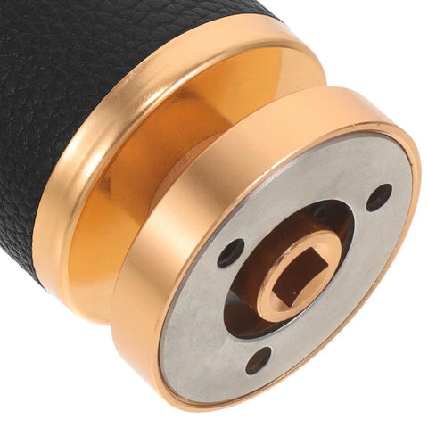 Hella Heavy Duty Keyless Entry Door Lock Deadbolt With Slick Turn Button Interior, close-up view of the gold and black knob.