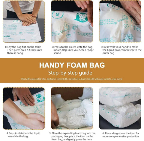 Step-by-step guide to use Six Pack 20 By 24 Inch Expanding Foam Packaging Bags for safe shipment of fragile items.