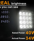 Badass 4 Inch LED Tractor Work Light Bars 12V Flood Beam Off Road Backup Driving Lamps Heavy Duty Pair demonstrating brightness levels.