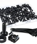 M6 Cage Nuts and Rack Mount Screw Kit 30 Pack Shop Grade Carbon Steel Server Hardware Heavy Duty Rust Resistant Cage Fasteners in a clear box.