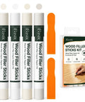 Slick White Wood Filler Sticks 4 Pack Putty for Furniture and Floor Repair with two scrapers and wax crayons