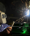 Top Shelf Flippable Welding Mask Kick Ass Detachable Shade Filter Kit With Five Extra Dark Glass Lenses in action during welding.