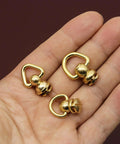 Three gold solid-brass ball stud rivets with screws and D-rings, 20x10mm, for purses and handbags.