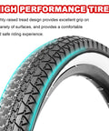 Close-up of a 2 Pack 26 By 2Point125 Inch Folding Bicycle Tire tread with white wall, showing grip pattern for beach cruiser bikes.