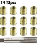 Image of Pro Grade Thread Repair Tool Kit With 25 M14x1.25 Inserts And M16x1.25 Tap, showing stainless steel inserts and tap.