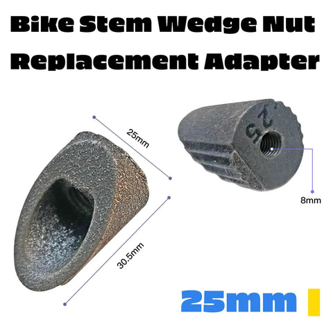 Beefed Up Bicycle Stem Wedge Nut Replacement Adapters Set, M8 Thread, Fits 22.2mm And 25.4mm Riser, 170mm Long Pole, Chrome Steel Finish
