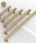 Premium Champagne Bronze Cabinet Knobs And Drawer Pulls Collection Featuring Swanky Knurl Texture And Rust Resistant Appeal For Stylish Home Projects Using Hella Sturdy Aluminum, showing various sizes of pulls and knob.