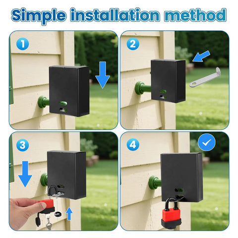 Water Spigot Lock With Adjustable Design Tough Universal Fit For All Standard Hose Bibs No Tools Required Easy Install Instruction.