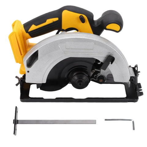 Heavy Duty Cordless Circular Saw With Brushless Motor And 5300 RPM To Slice Through Wood Up To 7 1/4 Inches, showing side view with blades.