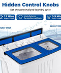 Straight Up The Best Portable Twin Tub Washing Machine With Built In Drain Pump 20 Lbs Compact Laundry Spinner control knobs and water inlet.