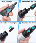Cordless Electric Rivet Nut Gun With 26V Portable Battery Automated Fastener Setting For M3 To M12 Aluminum And Steel Easy One Hand Operation that shows step-by-step replacement process.