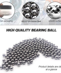 Top Notch Solid Steel Bearing Balls Quarter Inch 6.35mm G25 Precision Rounds close-up showing smooth surface and packaging.