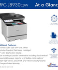 Color Laser All In One Printer With Duplex Printing, Scan And Copy, Fast 33 Pages Per Minute, Compact Durable Design