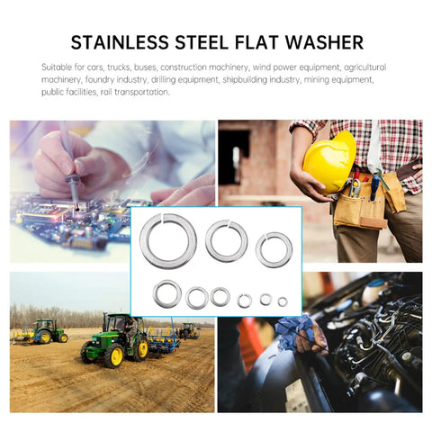Pro Grade Stainless Steel Spring Lock And Plain Washer Assortment Kit M2 To 12mm for industrial use