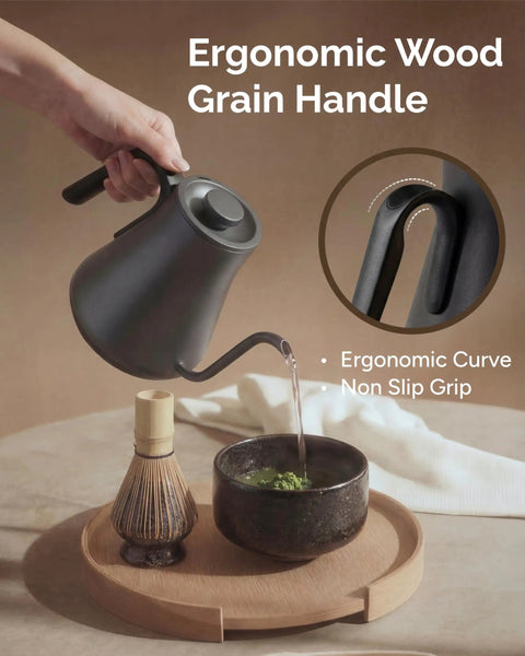 Gooseneck Electric Kettle With Precise Temperature Control Plus Or Minus One Degree Fahrenheit, BPA Free Stainless Steel Interior, 1500W Fast Heating, Perfect For Pour Over Coffee And Tea At Home, Boil Water Quickly, 0.9 Liter, Dark Grey, pouring tea