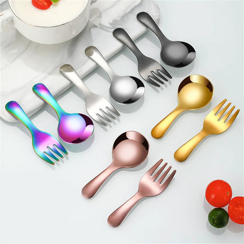 Colorful stainless steel spoon and fork set, 2 Piece Portable Camping Cutlery Set With Spoon And Fork Stainless Steel Grab And Go