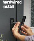 Hands installing Hefty Wired Doorbell With Retinal 4K Wide Angle Lens and Sharp Night Vision for DIY security setup.