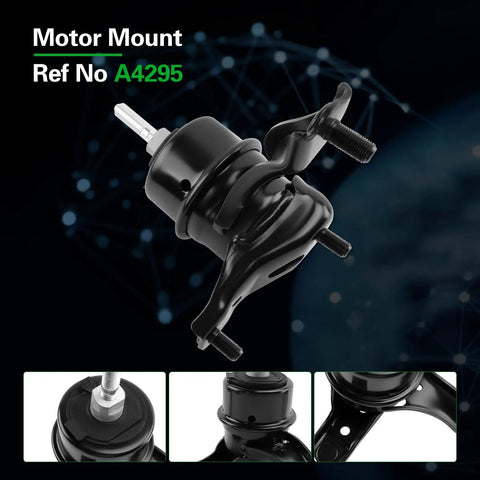 Tough Built Engine Motor And Transmission Mount Set For Toyota Camry 2007 Through 2011, heavy duty black motor mount with bolts.