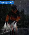 Led Flashlight Gloves Hands Free Light For Camping Fishing DIY Repairs Waterproof Black in use biking at night in rain