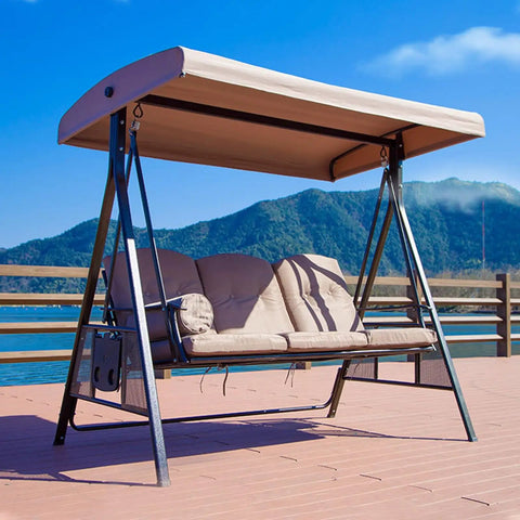 All Weather Outdoor Swing Canopy Replacement Cover For 2 To 3 Seater Patio Garden Porch Swing No Fuss Fit 600D Waterproof