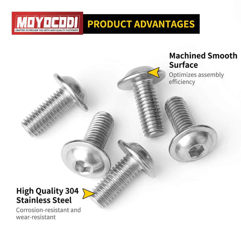 M5 X 20Mm Flanged Button Head Hex Socket Cap Screws With 25 Pack Constructed from high quality 304 stainless steel.