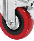 Close-up of a heavy-duty wheel from the 4 Piece Stem Caster Set Featuring Sweet Swivel Threading And Rock Solid Dual Locking Brakes.