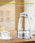 Dual Wall Cool Touch Electric Kettle With Borosilicate Glass Inner, 1.7L, 1500W Fast Boil, Cordless Hot Water Boiler, BPA Free