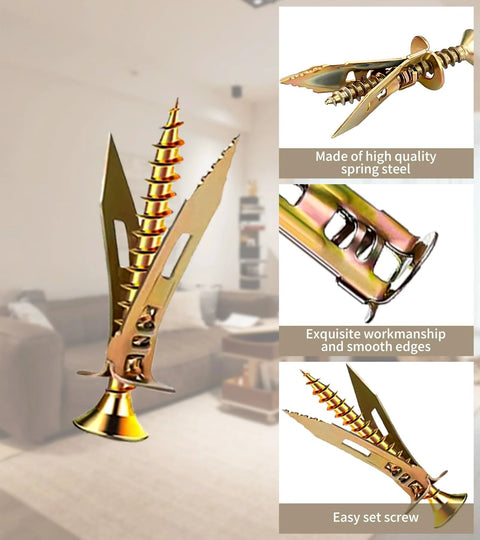 2025 Upgraded Drywall Anchors Kit With Screws, 200 Pcs Self Drilling Sheetrock Anchors, close-up of durable steel design.