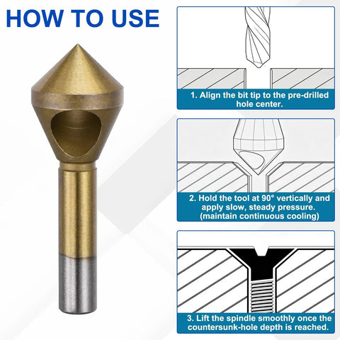 How to use Badass Heavy Duty Titanium Countersink Drill Bit Set With Precision Chamfer Cone Tools for metal woodworking.