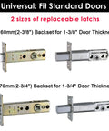 Two sizes of latches for Front Door Handleset With Full Escutcheon And Slim Lever Lock, Single Cylinder Deadbolt, Oil Rubbed Bronze Finish
