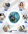 Magnetic Visual Timer With Flip Countdown And Silent Alarm For Work Study And Kitchen, Presets, turquoise central focus.