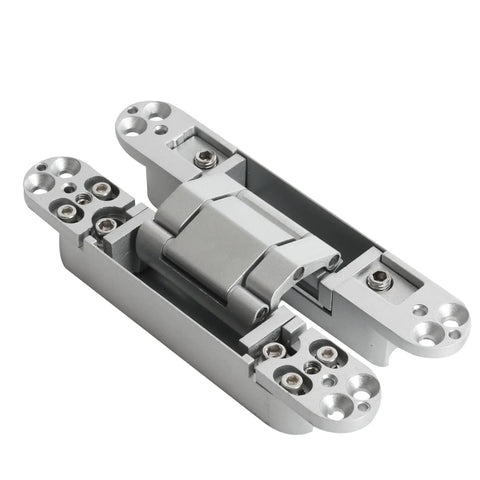 Heavy Duty Hidden Door Hinges Silver 4 Pack 6 Inch concealed cabinet hardware, zinc alloy with smooth swing design.