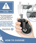 Measuring 10 mm for Top Shelf Replacement Office Chair Casters Built Exclusively For IKEA Seating with rubber wheels.