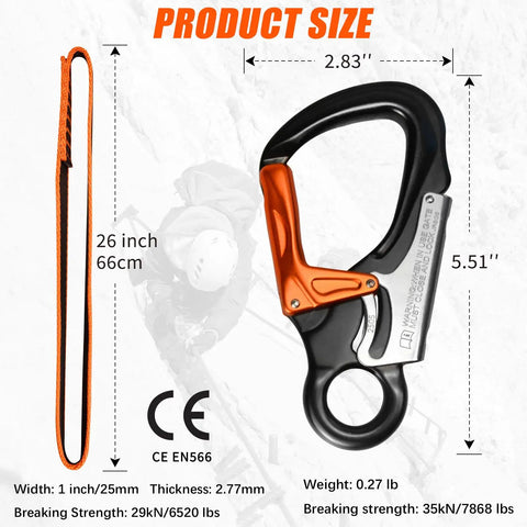 Arborist Speedline Kit 26 Inch 6 Pack Pro Grade With 29kN 1 Inch Webbing And 35kN Double Action Snap Hook; size details