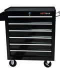 Heavy Duty Rolling Tool Chest With Six Roomy Drawers, Badass Garage Service Cart Featuring Secure Locking Lid and Rolling Casters.