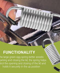 Hinge Spring Replacement For Kamado Grills Heavy Duty 304 Stainless Steel Lid Support shown being installed on grill