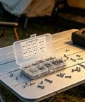 800Pcs M2 Self-Tapping Screws Assortment Kit Round Head Carbon Steel Wood and Metal Heavy-Duty Fasteners in storage case on table