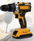 No Fuss Brushless Cordless Drill With Adjustable Torque And Smooth Variable Speed Trigger Built Like A Tank To Crush Daily Job Site Grind While Pumping Out Reliable Muscle, showing yellow and black design with adjustable chuck.