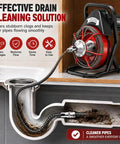 8 Piece Drain Auger Head Replacement Set For General Power Vee Cable Machine Heavy Duty Clog Cutter Kit For Sink Tub And Pipe Blockage Cleanup No Sweat Fix with drain cleaner in use.