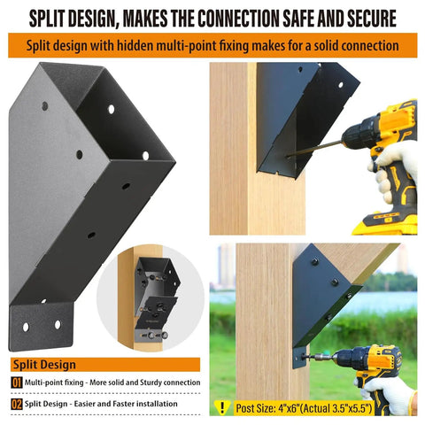 Inside Mount 45 Degree Bracket Kit For Pergolas Gazebos Decks Sheds And More Beefy Heavy Duty Corner Connectors Built To Last Guarded With Weather Resistant Steel 4 Pack