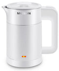 Ultra Compact 0.6L Electric Kettle Travel Ready On The Go Stainless Steel Mini Hot Water Boiler Double Wall Cool Touch Portable Teapot Auto Shut Off Boil Dry Protection 120V 800W White Finish