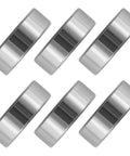 Six slick spindle bearings from the Slick Spindle Bearings Repair Kit compatible with John Deere Bobcat Snapper Troy Bilt lawn tractors.